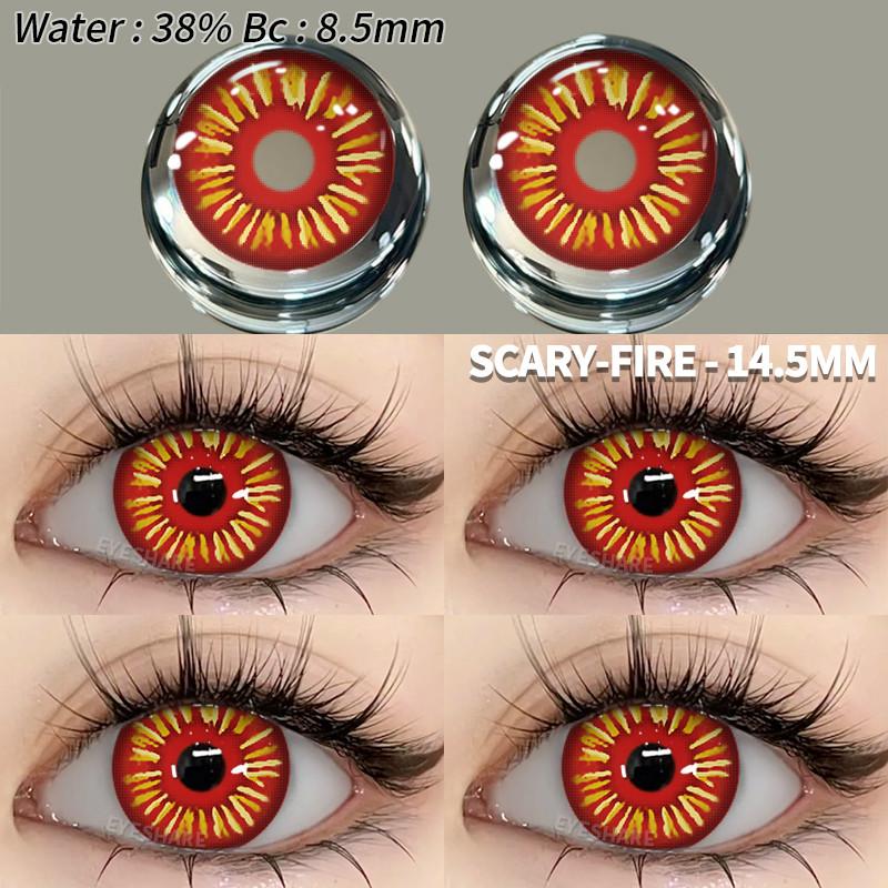 Eyeshare 1 Pair Red Cosplay Contact Lenses for Eyes Halloween Eye Makeup Lens Crazy Cosplay Party Accessories