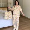 Женские пижамы из 3 предметов с милым принтом из мультфильмов Harajuku Fashion Homewear Осень/зима Ночная одежда