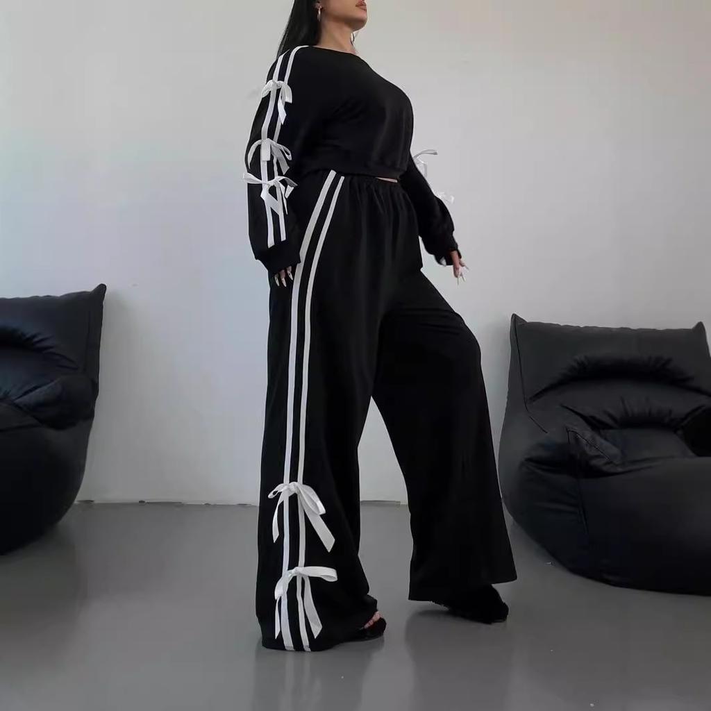 Autumn Women's Casual Long-sleeved Sweater Loose Trousers Two-piece Set