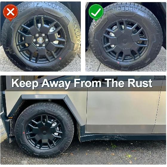 4 Pcs Full Coverage Wheel Center Caps for Tesla Cybertruck Accessories Rust Resistant Removable ABS Hub Center Caps