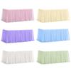 Tulle Table Skirt for Rectangular Tables 4/6/9ft Wrinkle Free Table Cloth with Tutu Skirt Reusable Tablecloth for Wedding Bridal Shower Birthday Party