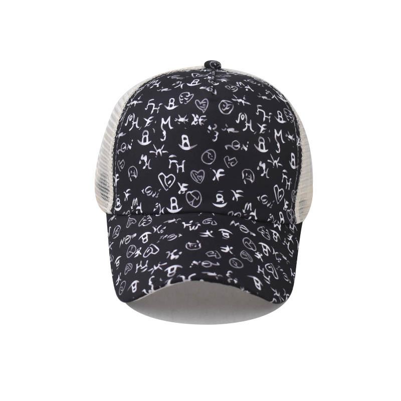 Graffiti Print Mesh Trucker Hat for Men Women, Breathable Adjustable Baseball Cap
