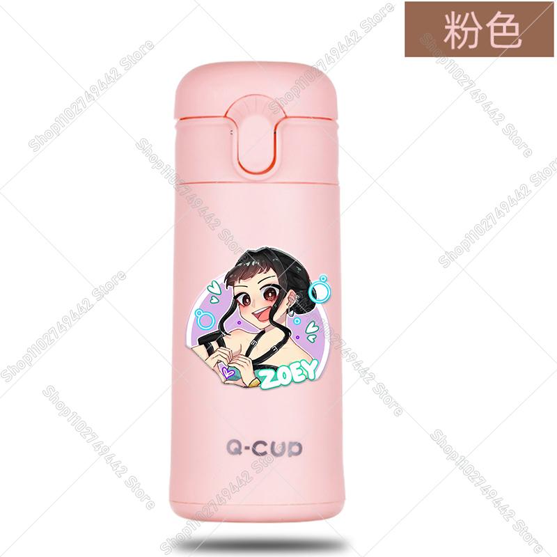 400ML KPop Demon Hunters Thermos Bottle Zoey Rumi Mira Vacuum Insulated Bottle Kids Outdoor Straw Thermo Cup Girl Birthday Present