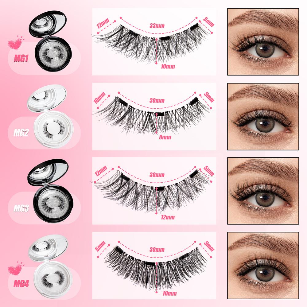 VYRILA 2Pairs Reusable Magnetic Lashes with Magnets Tweezer No Glue Needed D Magnetic Eyelash 3-Step Press On False Eyelash