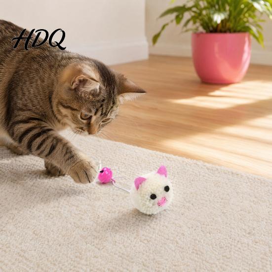 Игрушка для царапания кошек Плюшевая мышь Мяч Мягкий пушистый мячик с колокольчиком Для прорезывания зубов у котят Для домашних кошек Снятие скуки Интерактивная игра Охота