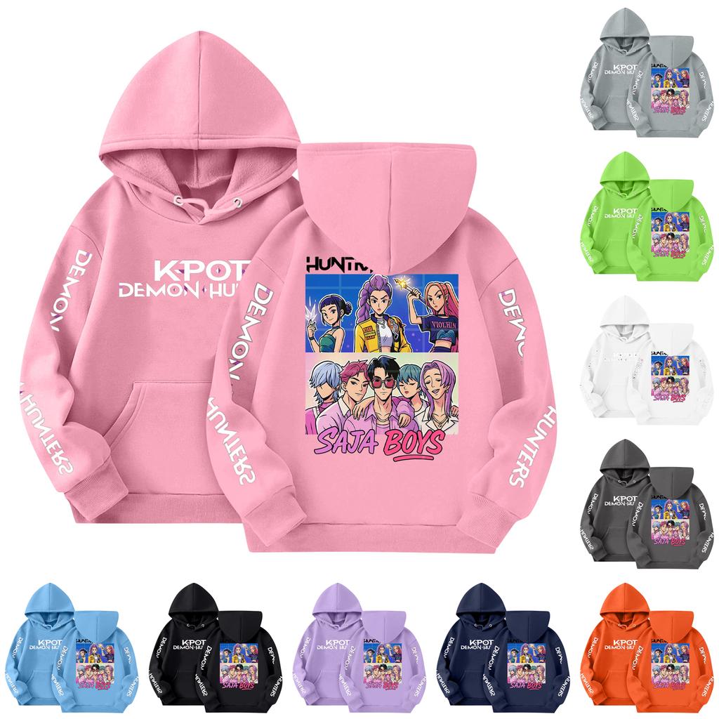 Child Fashion Lightweight Long Sleeve Pullover With Pockets Print Hoodie