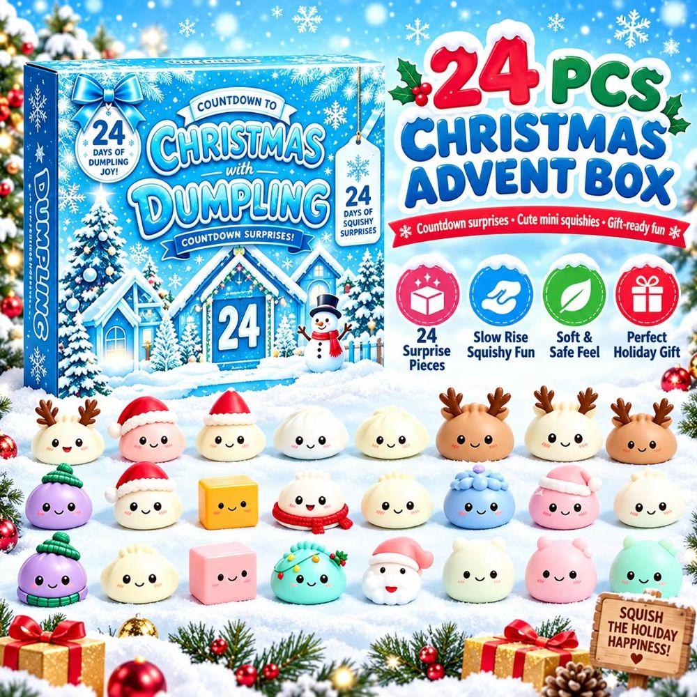 24Pcs Dumpling Squishy Pinch Toy Kit Countdown Calendar Slow Rising Squeeze Toy Holiday