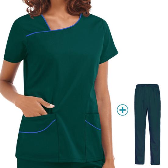 FC 2 шт./компл. костюм медсестры с коротким рукавом с эластичной резинкой на талии с ремешком на щиколотке больничный рабочий костюм для медицинского персонала