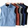 Autumn Men Outdoor Casual Vest Jacket Men Solid Stand Collar Windproof Polar Fleece Vest Fishing Hiking Waistcoat Man