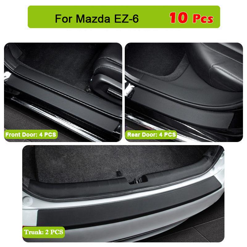 For Mazda EZ-6 2024 2025 Leather Car Door Threshold Sill Scuff Plate Stickers Rear Trunk Anti-scratches Film Decal Accessories