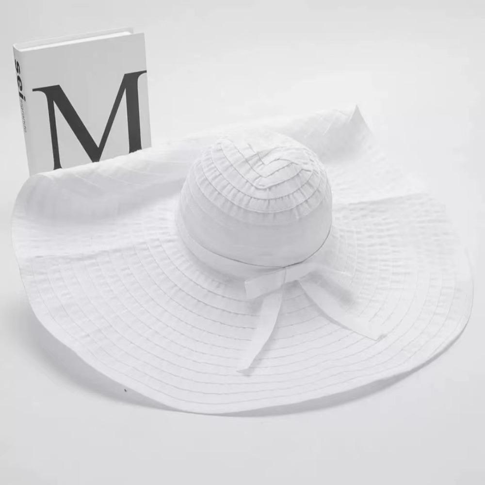 UV Anti DIY Moldable Wide Brim Hat Bowknot Women Sun Hat Simple Plastic Bucket Hat  Famale