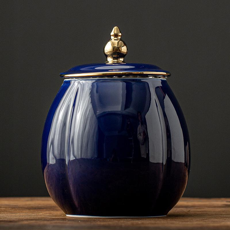 Tea can large creative red sealed storage tank gift box gold-plated European ceramic tea packaging tank