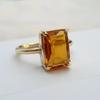 Кольцо из стерлингового серебра 925 пробы с накладкой из желтого золота, с кварцем цитрином желтого цвета огранки «кушон»