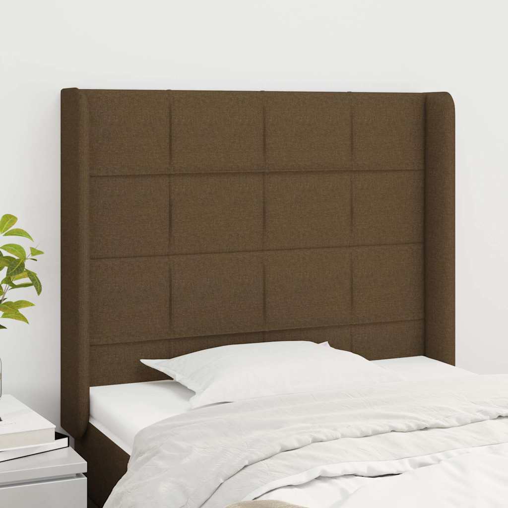 Headboard with Wings Dark Brown 83x16x118 128 cm Fabric