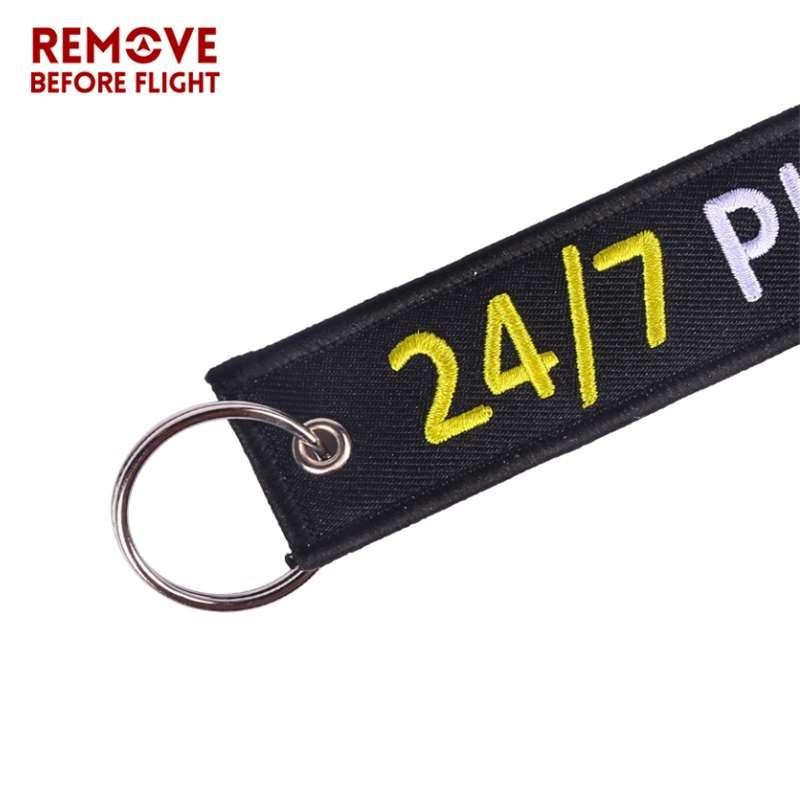 Remove Before Flight 3pcs/lot 24/7 Pilot Keychain Jewelry Aviation Lovers Gifts Keyrings