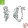 S925 Sterling Silver Platinum-Plated Non-Fading Hippocampus Ear Buckle Ocean Style Fashion Niche Temperament Earrings Women