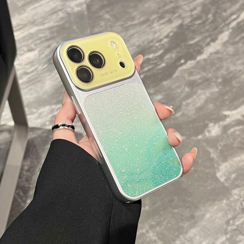 Градиентный чехол из смолы с блестками для iPhone 17 Pro Max - Большое окно, Совместим с моделями Apple 16, 15 и 17 Couple.
