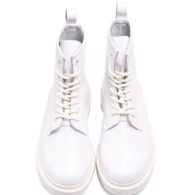 Обувь для женщин, женские ботинки на шнуровке, осенние, с круглым носком, однотонные, короткие, на платформе-бочке, водонепроницаемые, модные, обнаженные ботинки