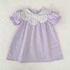 Girls Short Sleeve Dress Petal Neck Pure Cotton Princess Style Casual Kids