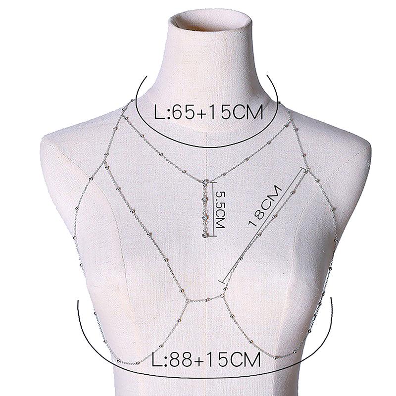 Cross Chest Breast Belly Body Chain Necklace For Women Girls Bra Wedding Sexy Ball Body Jewelry Prom Party Deco Accessories