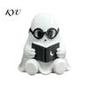 Creative Holiday Gift for Friends Cute Halloween Ghost Figurine, Holding Coffee/Book/Record Resin Statue, Desktop Ornaments Spooky Tabletop