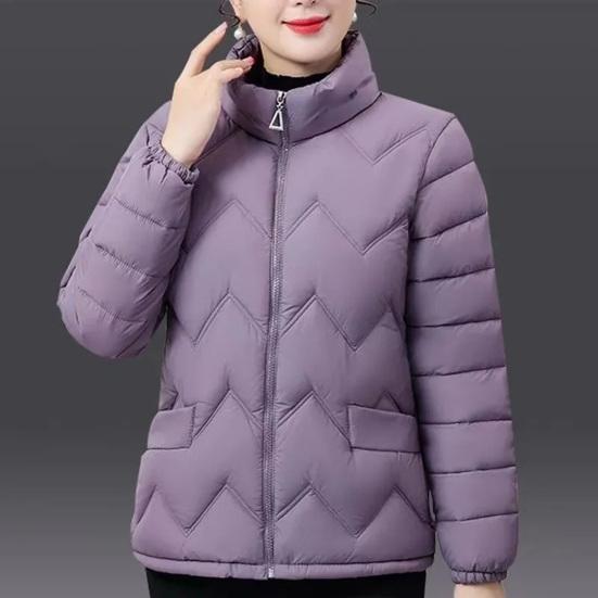 Пальто с хлопковой подкладкой, воротником-стойкой, длинными рукавами, застежкой-молнией, теплая зимняя куртка с карманами, однотонная утолщенная стеганая верхняя одежда