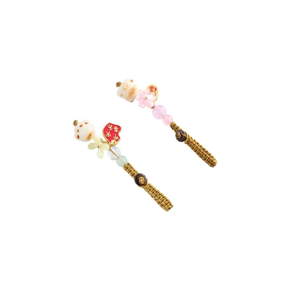 Chinese Style Cat's Paw Pendant Resin Lucky Bodhi Root Keychain Exquisite Couple