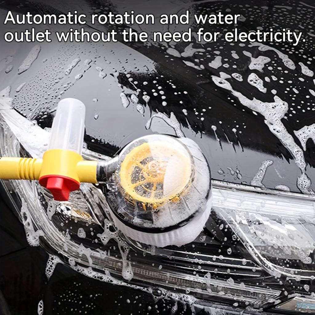 Вращающаяся щетка для мойки автомобиля Мягкая микрофибра, Автоматически вращающаяся швабра-щетка для автомобиля с дозатором мыла, Щетка для чистки кузова автомобиля, крепящаяся к шлангу, Длинная ручка