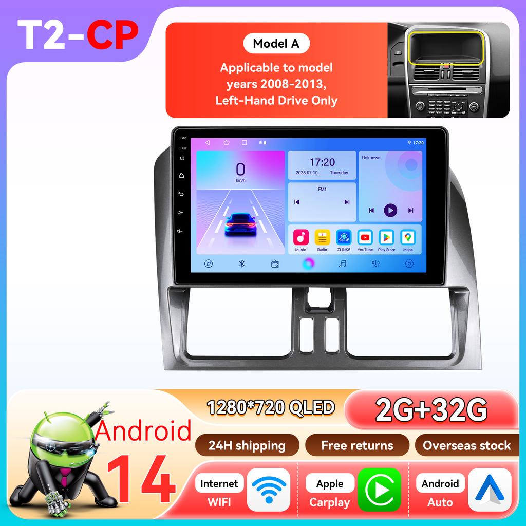9" Car Stereo Multimedia for Volvo XC60 2008 - 2013 Car Radio Intelligent Systems 2din Carplay Android Auto by Snapdragon 6115