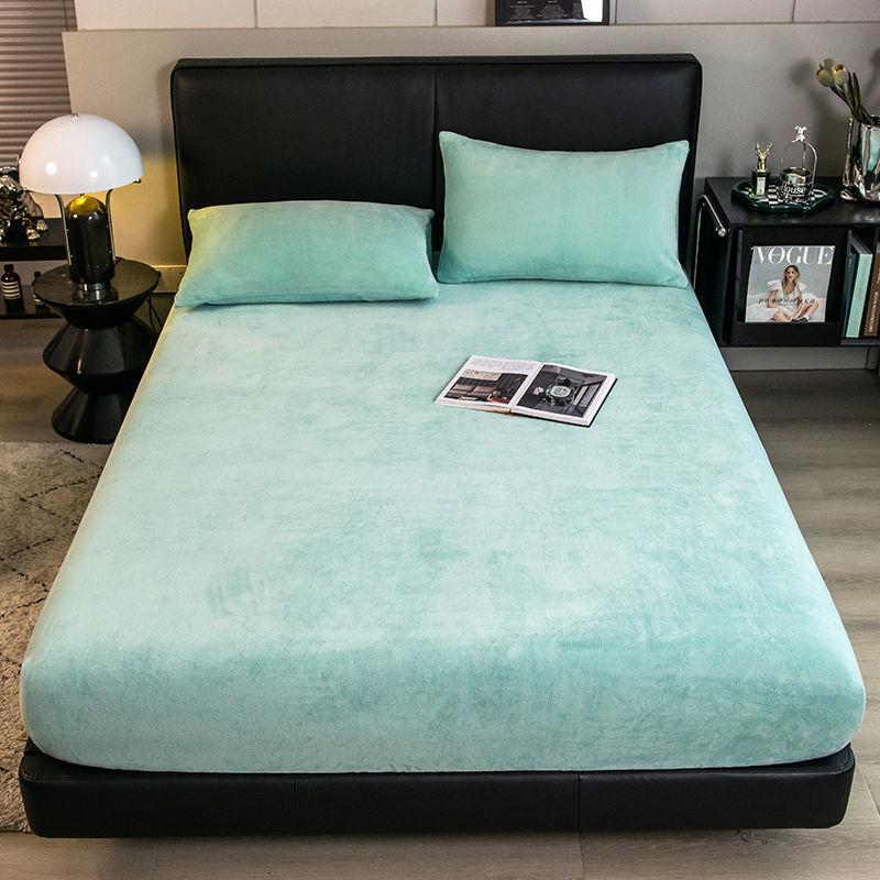 Winter Warm Plush Fitted Sheet Elastic Mattress Cover Fluffy Velvet Fleece Bed Linen Couple Thermal Double Bed King Size