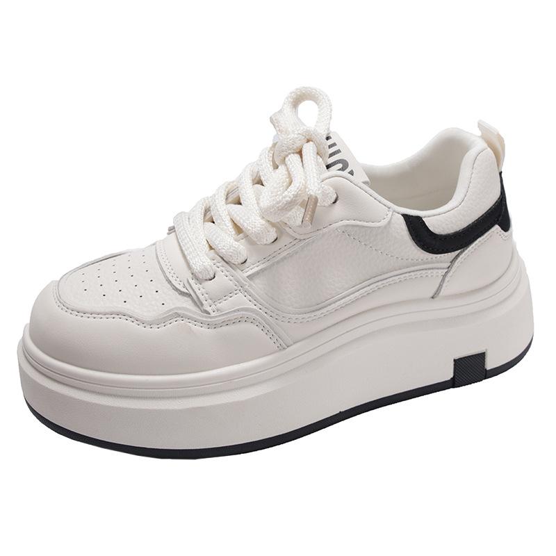 Бежевые универсальные, легкие белые туфли на толстой подошве, женские новые модели 2025 года, высокая популярность, студенческие спортивные туфли для сноуборда