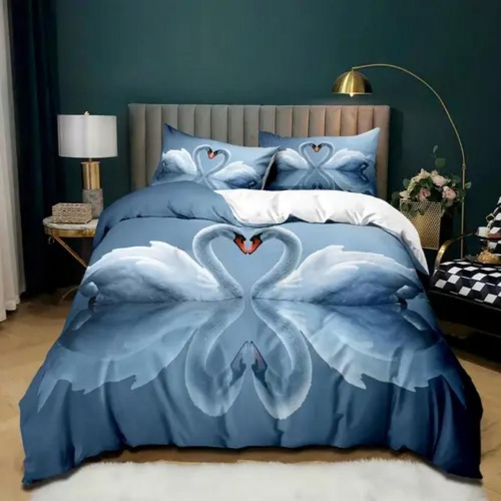 Цвет света Элегантный Белый Лебедь Пододеяльник Размер Квин Кинг Лебедь Жемчуг Комплект Постельного Белья Универсальный для Четырех Сезонов Украшение Комнаты Роскошь