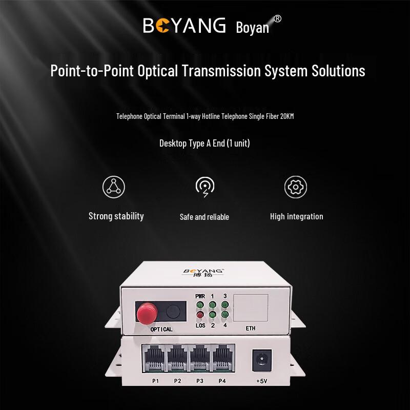 BOYANG 1-Channel Hot-Line Telephone Fiber Optic Transceiver
