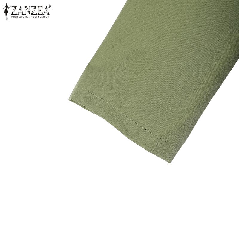 ZANZEA Women Turn Down Collar Casual Long Sleeve Dress