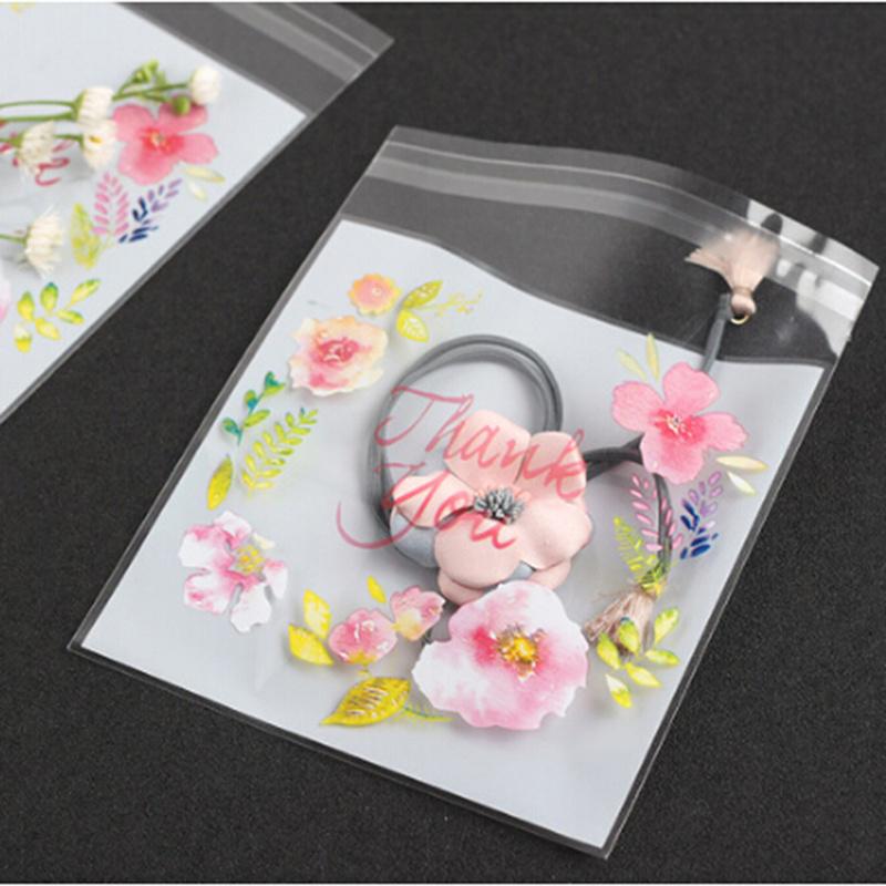 Свадьба День рождения Вечеринка 100 шт./упаковка Спасибо Конфеты Печенье Мешочки Самоклеящиеся Упаковка Печенья Подарочный Мешок MIT