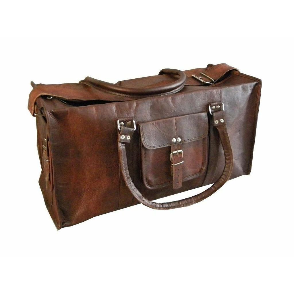 Bags Goat Vintage Leather Luggage Bag Duffle Travel Brown Men Handmade Bag Large