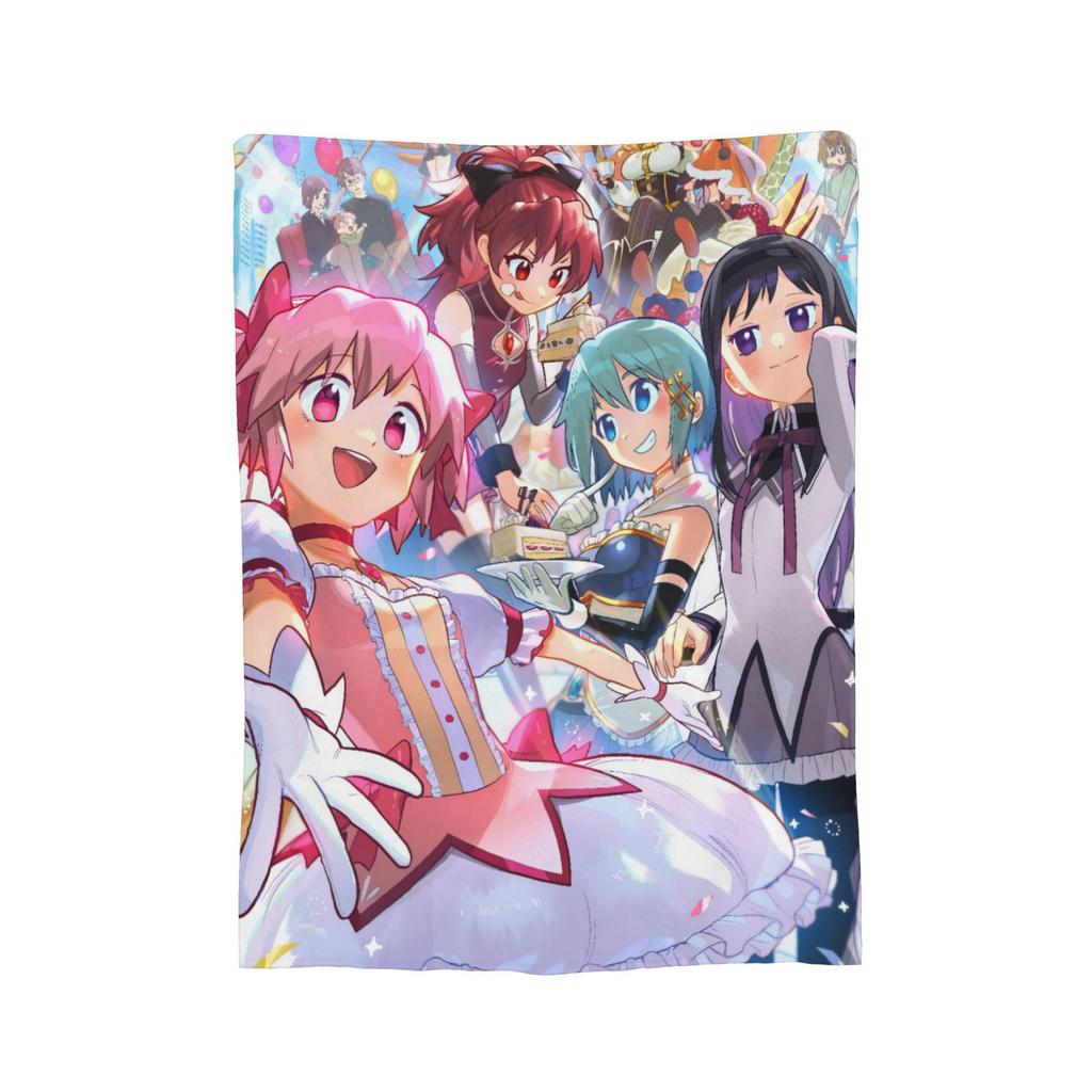 Puella Magi Madoka Magica Anime Blankets Fleece Summer Multifunction Ultra-Soft Throw Blankets for Bedding Office Quilt