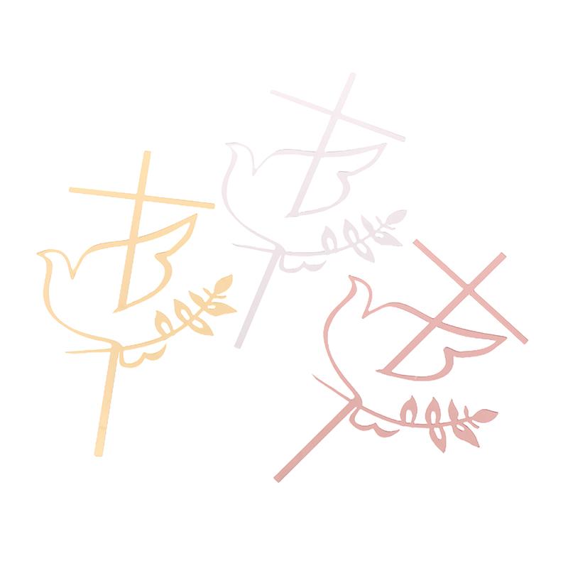 Вставка из акрила в форме креста Dove для украшения торта на первое причастие в минималистском стиле