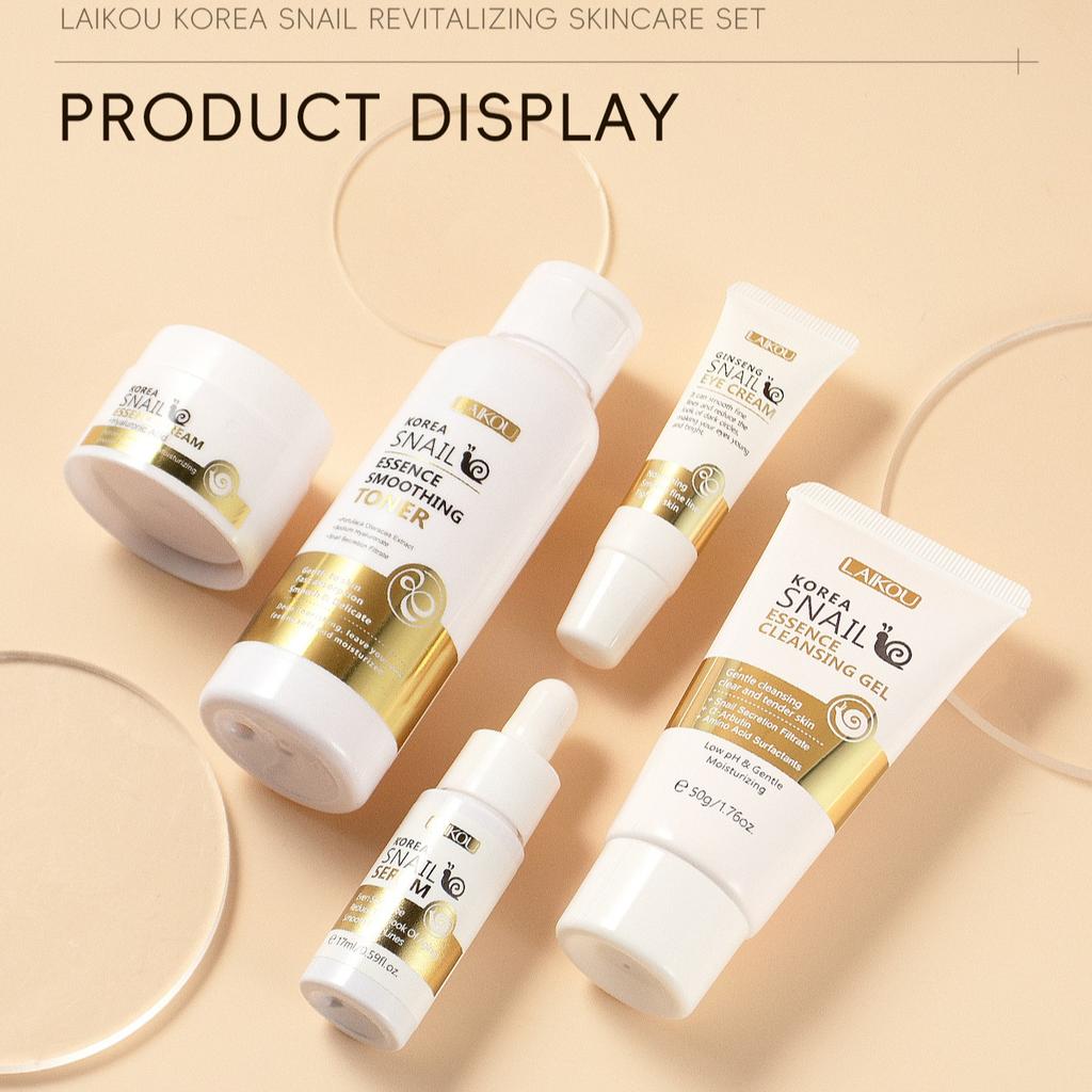 LAIKOU Набор из 5 средств по уходу за кожей лица Snail Skincare для осветления цвета лица