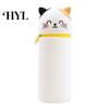 Rotating Pen Holder Pencil Case Desktop Stand Up Cartoon Animal Design School Pouch Silicone Storage Bag for Home Office Supplies Retractable