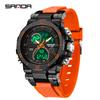 SANDA Часы Крутой Тренд Многофункциональные Спортивные Водонепроницаемые Электронные часы с двойным дисплеем