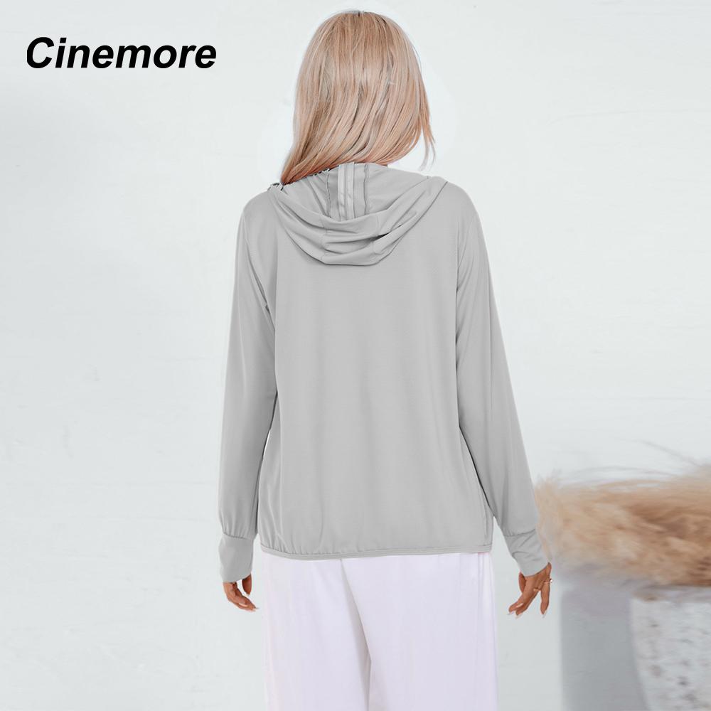 Cinemore Женская летняя модная тонкая солнцезащитная куртка с защитой от ультрафиолета, повседневная ветровка с капюшоном и длинными рукавами, ветрозащитное пальто, верхняя одежда