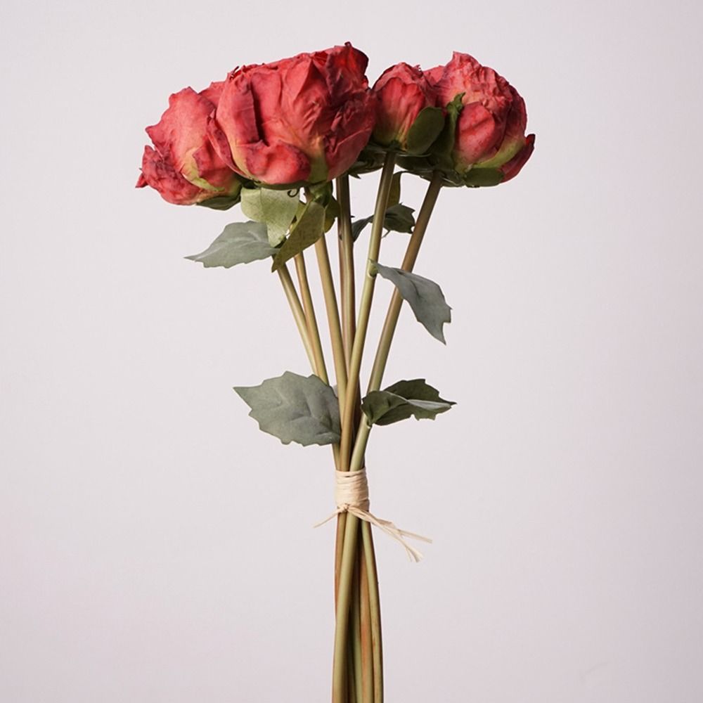 4 Flower 3 Buds Peony Artificial Flower Silk Petals Decorative Flower Photo Props