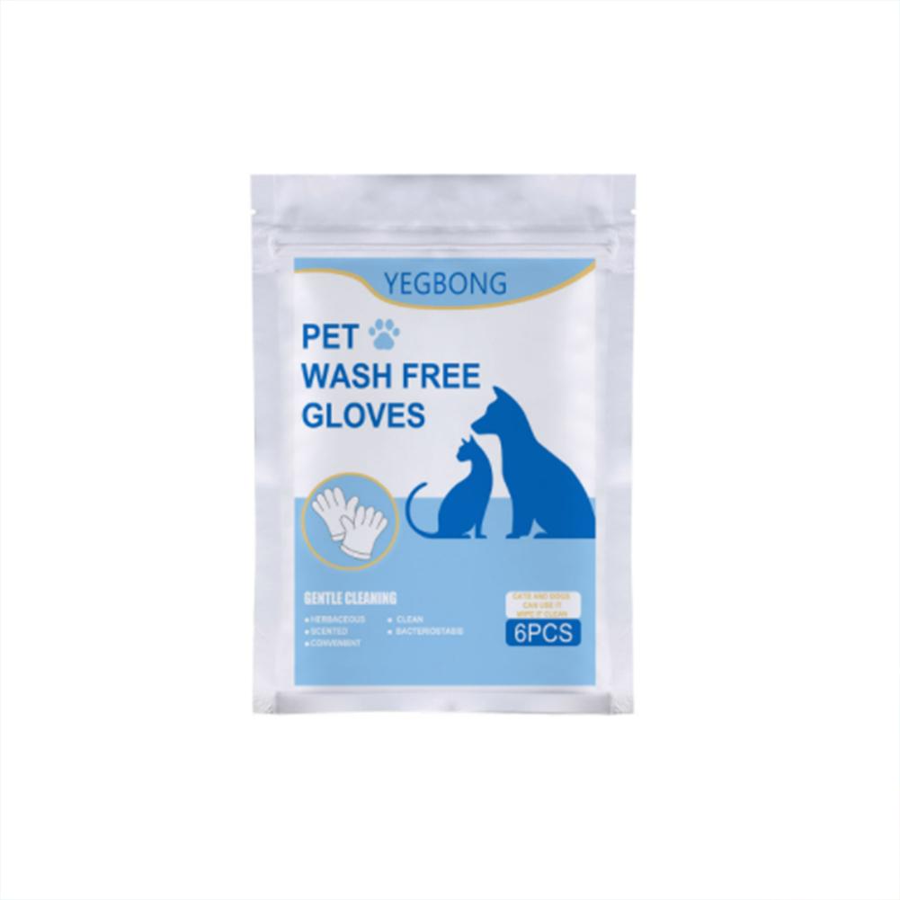 6pcs Pet Cleaning Massage Gloves Non-woven Disposable No-wash Gloves For Dog Cat Cleaning Supplies