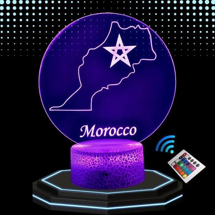 Lampe de Chevet 3D - Veilleuse LED - Multicolore - Tactile - Télécommande incluse