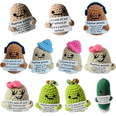 Мини-игрушка «Potato Cheerup Pocket Hug» с позитивной энергией, ручная работа, плюшевая вязаная шерстяная игрушка «Kawaii Potatoes», кукла для домашней комнаты, миниатюрное украшение