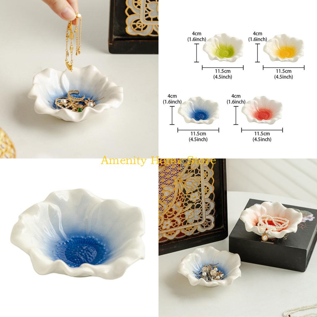 F26C Ceramic Flower Gradient Jewelry Tray for Contemporary Decoration