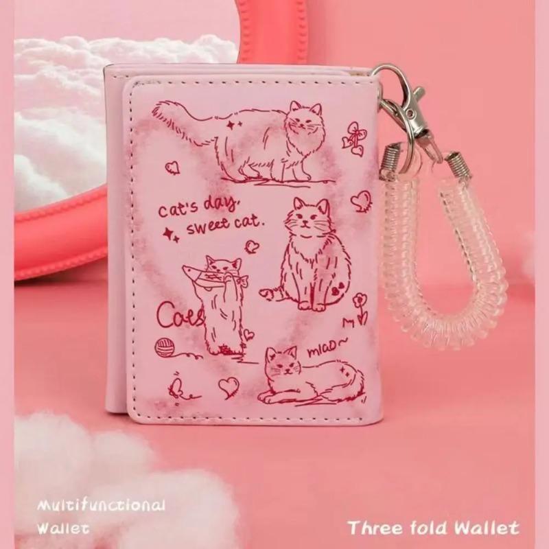 New Women Wallets Female Leather Purses Card Holders Graffiti Cat Portable Coin Purse Large Capacity Money Bag