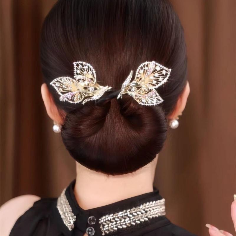 Заколка для волос со стразами и цветами Хвост кита Заколка для волос со стразами и цветами Ленивые бигуди для волос Ловкий пучок