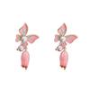 Light Luxury Butterfly Earrings Oil Drop Sweet Stud Earrings Elegant Vintage Earrings Women  Party